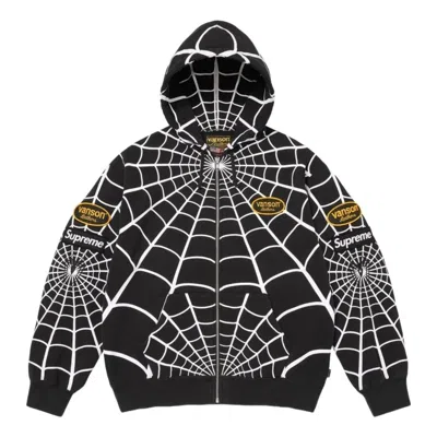 Supreme X Vanson Leathers X Marvel Spider-man-print Hoodie In Black