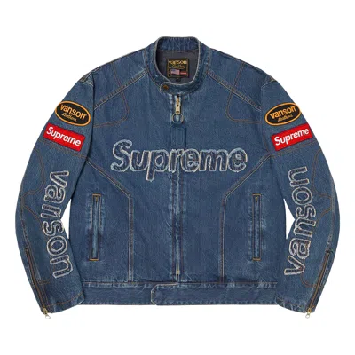 Pre-owned Supreme X Vanson Leathers X Cordura Denim Jacket 'blue'