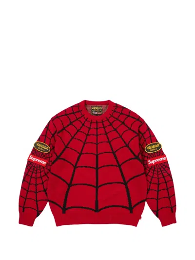 Supreme X Vanson Leathers X Marvel Spider-man-print Sweater In Red