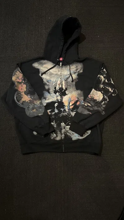 Pre-owned Supreme X Vintage Supreme Frazetta Zipup Hooded Sweatshirt (black) (l)