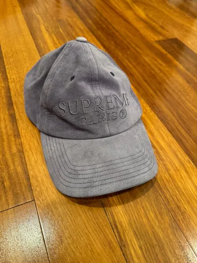 Pre-owned Supreme X Vintage Supreme “paris” Suede 6-panel Hat In Blue