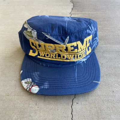Pre-owned Supreme X Vintage Supreme Pill Box Bomber Hat Airplane 2013 Blue