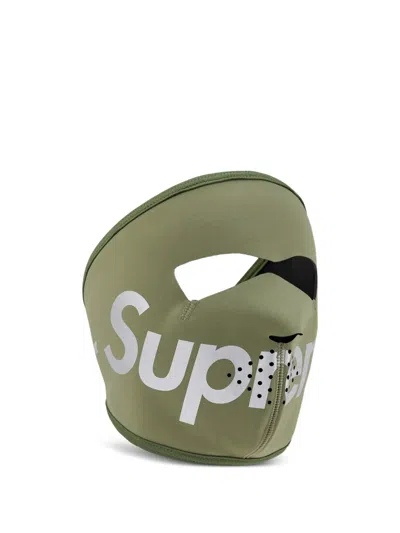 Supreme X Windstopper Logo Face Mask In Green