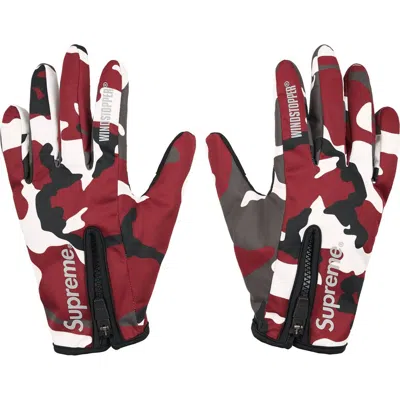 Pre-owned Supreme X Windstopper Winter Gloves Size M - Red Camo In Multi