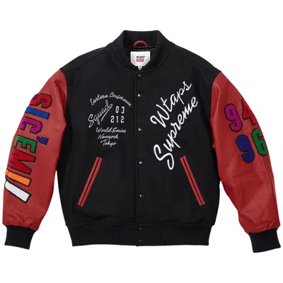Pre-owned Supreme X Wtaps Varsity Jacket 'black'