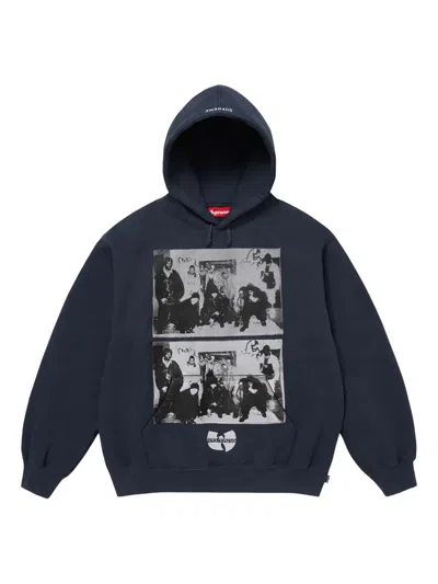 Supreme X Wu-tang Clan Graphic-print Hoodie In Blue
