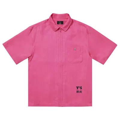Pre-owned Supreme X Y's Silk Zip Up Short-sleeve Shirt 'pink' | Men's Size S