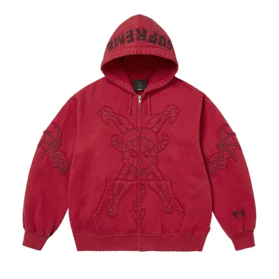 Pre-owned Supreme X Y's Zip Up Hooded Sweatshirt 'washed Red' | Men's Size M