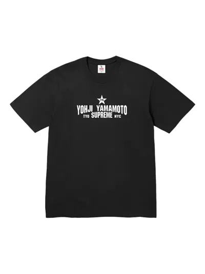 Supreme X Yohji Yamamoto Star Logo-print T-shirt In Black