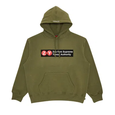 Pre-owned Supreme X Zoo York Hooded Sweatshirt 'light Olive' | Green | Men's Size L
