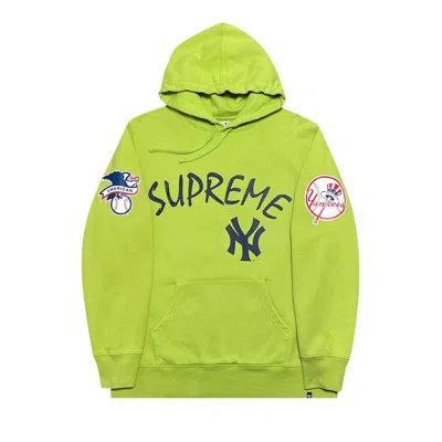 Pre-owned Supreme Yankees Hooded Sweatshirt 'lime Green' | Men's Size S