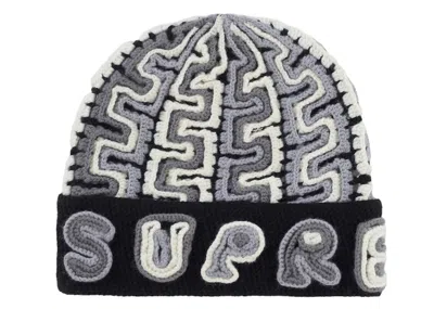 Pre-owned Supreme Yarn Applique Beanie In Black
