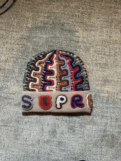 Pre-owned Supreme Yarn Appliqué Beanie In Khaki