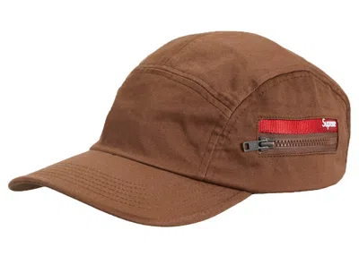 Pre-owned Supreme Zip Pocket Camp Cap In Light Brown