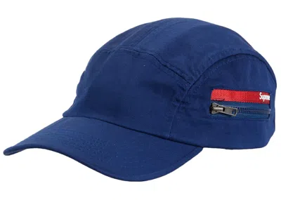Pre-owned Supreme Zip Pocket Camp Cap In Navy Blue