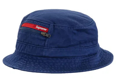 Pre-owned Supreme Zip Pocket Crusher Hat In Navy Blue
