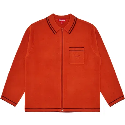 Pre-owned Supreme Zip Up Polo Sweater 'burnt Orange' | Men's Size M