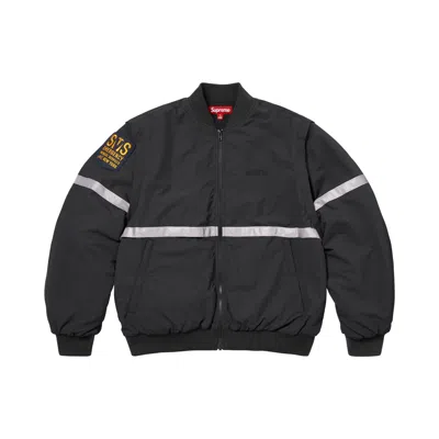 Pre-owned Supreme Zip-off Sleeve Reflective Stripe Jacket 'black' | Men's Size L