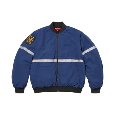 Pre-owned Supreme Zip-off Sleeve Reflective Stripe Jacket 'navy' | Blue | Men's Size M