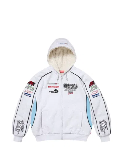Supreme Zip-up Hoodie In Gray