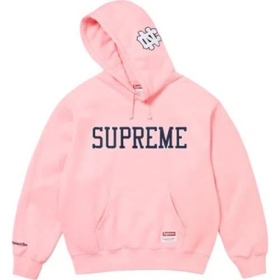 Pre-owned Supreme ®/mitchell & Ness® Ncaa Hooded Sweatshirt Unc Pink Xl In Hand