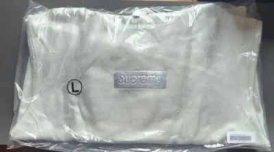 Pre-owned Supreme /mm6 Maison Margiela Foil Box Logo Hooded Sweatshirt White Large In Hand