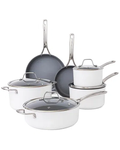 Sur La Table Angelie 10pc Dove Nonstick Ceramic Enameled Aluminum Cookware Set In White