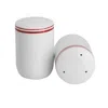 Sur La Table Ceramic Salt And Pepper Shaker In White With Red Band In White