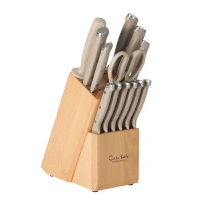 Sur La Table Kitchen Essentials 14-piece German Steel Forged Knife Block Set With Beechwood Block In Brown
