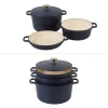 Sur La Table Kitchen Essentials 4-piece Enameled Cast Iron Stackable Cookware Set Dutch Oven With Li In Navy Blue