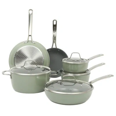 Sur La Table Kitchen Essentials Cool Commune Hard-anodized Ceramic Nonstick Forged Aluminum Cookware In Green