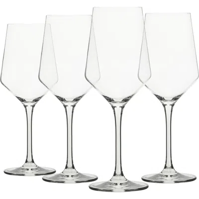 Sur La Table Kitchen Essentials Crystal 4-piece All-purpose Wine Glass Set With Modern Curve Silhoue In Transparent