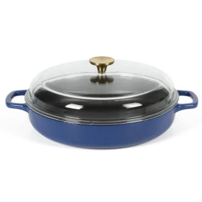 Sur La Table Kitchen Essentials Enameled Cast Iron 7-in-1 Multipurpose Braiser Pan With Borosilicate In Blue