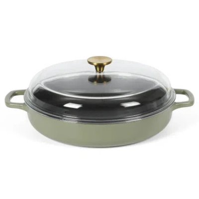 Sur La Table Kitchen Essentials Enameled Cast Iron 7-in-1 Multipurpose Braiser Pan With Borosilicate In Green