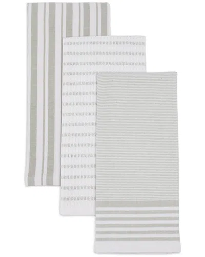 Sur La Table Kitchen Essentials Naples Dual Purpose Kitchen Towels Set Of 3 In Gray