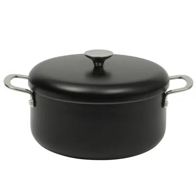 Sur La Table Kitchen Essentials Potluck Porch Aluminum Dutch Oven Pot With Aluminum Lid Pfa Free Ceramic Interior Cookware Pot - Ind In Black