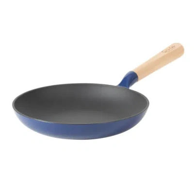 Sur La Table Kitchen Essentials Pre-seasoned Cast Iron Skillet With Wood Handle, Natural Nonstick Li In Blue