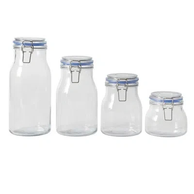 Sur La Table Kitchen Essentials Sur La Table Lyon Court 4-piece Glass Canister Set With Airtight Trigger Clamp Lids, Clear – 71 Oz, 