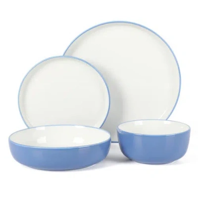 Sur La Table Kitchen Essentials Two-tone Porcelain Dinnerware Set, Dinner Plates, Dessert Plates, Di In Blue/white
