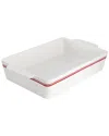 Sur La Table Le Marais White/black Stoneware Rectangular Baker In White