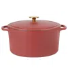 Sur La Table Millau 5.5 Quart Enameled Cast Iron Dutch Oven With Lid In Matte Brick With Rose Gold Knob In Red