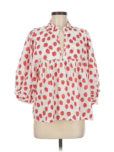 Pre-owned Sur La Vague 3/4 Sleeve Blouse In White