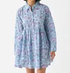Sur La Vague Button Dress In Blue In Multi