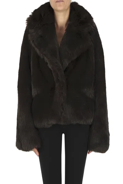 Sur Toi Eco-fur Jacket In Brown