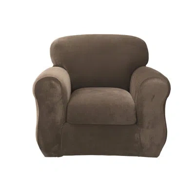 Sure Fit Box Cushion Armchair Slipcover In Tan