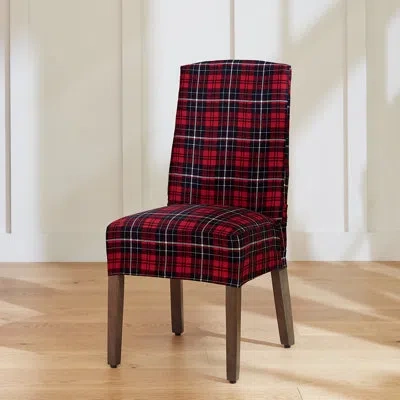 Sure Fit Box Cushion Dining Chair Slipcover In Black;red