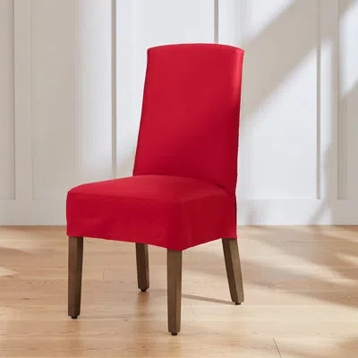 Sure Fit Box Cushion Dining Chair Slipcover In Red
