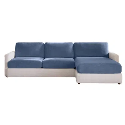Sure Fit Box Cushion Sectional Slipcover In Blue