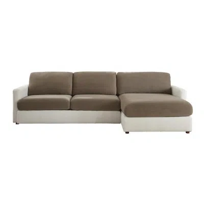 Sure Fit Box Cushion Sectional Slipcover In Tan