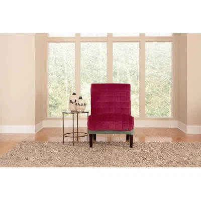 Sure Fit Deluxe Armless Pet Box Cushion Armchair Slipcover In Burgundy
